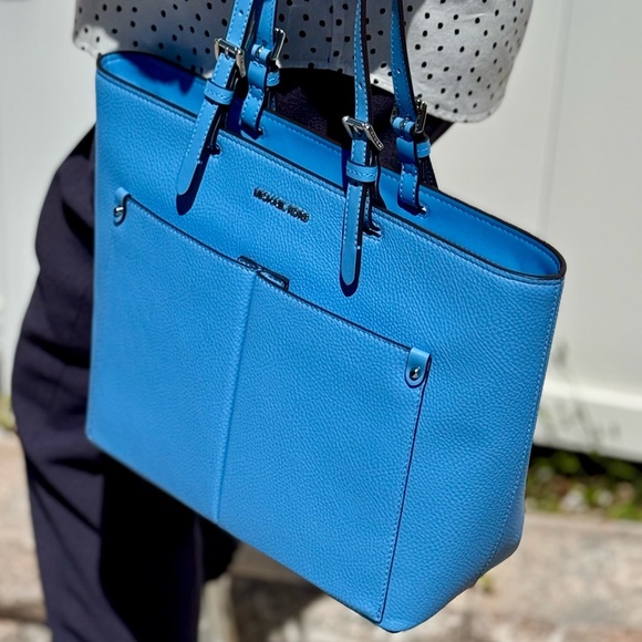 Michael Kors Jet Set Medium Pocket Tote Bag South Pacific Blue - Picture 3 of 9